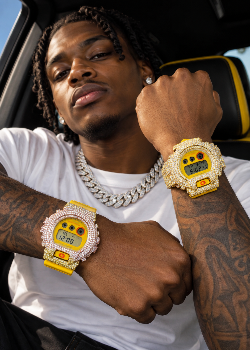 G Shock Iced Out DW6900 Moissanite Watch Case 14K Gold