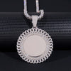 2inch Cuban Link Border Photo Memory Pendant Solid Silver Moissanite Diamond Fit For 4MM Tennis Chain