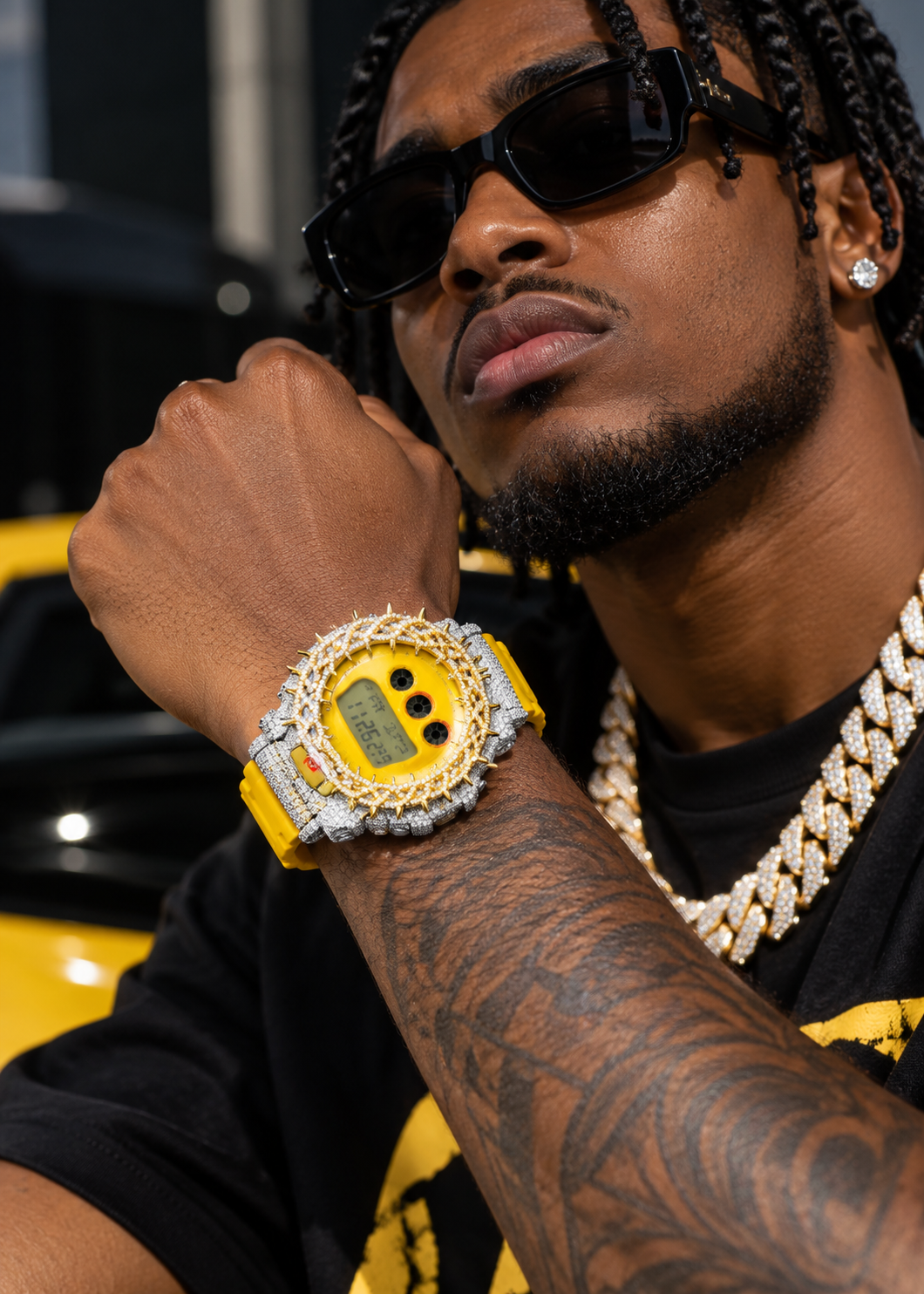 Yellow Gold Tow Tone DW6900 Moissanite G Shock Watch