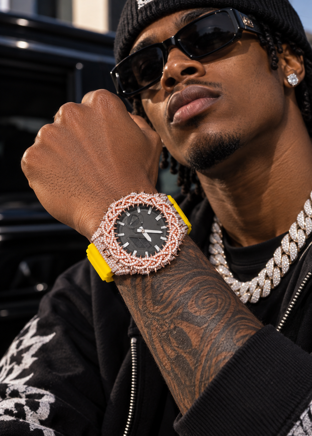 Yellow Band Iced Out G Shock GA2100 Watch