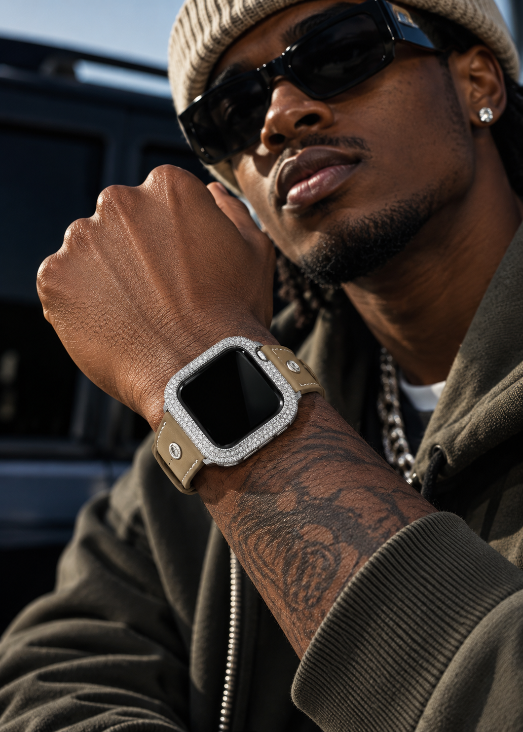Custom Apple Moissanite Watch Ultra 2 Case 14K Gold