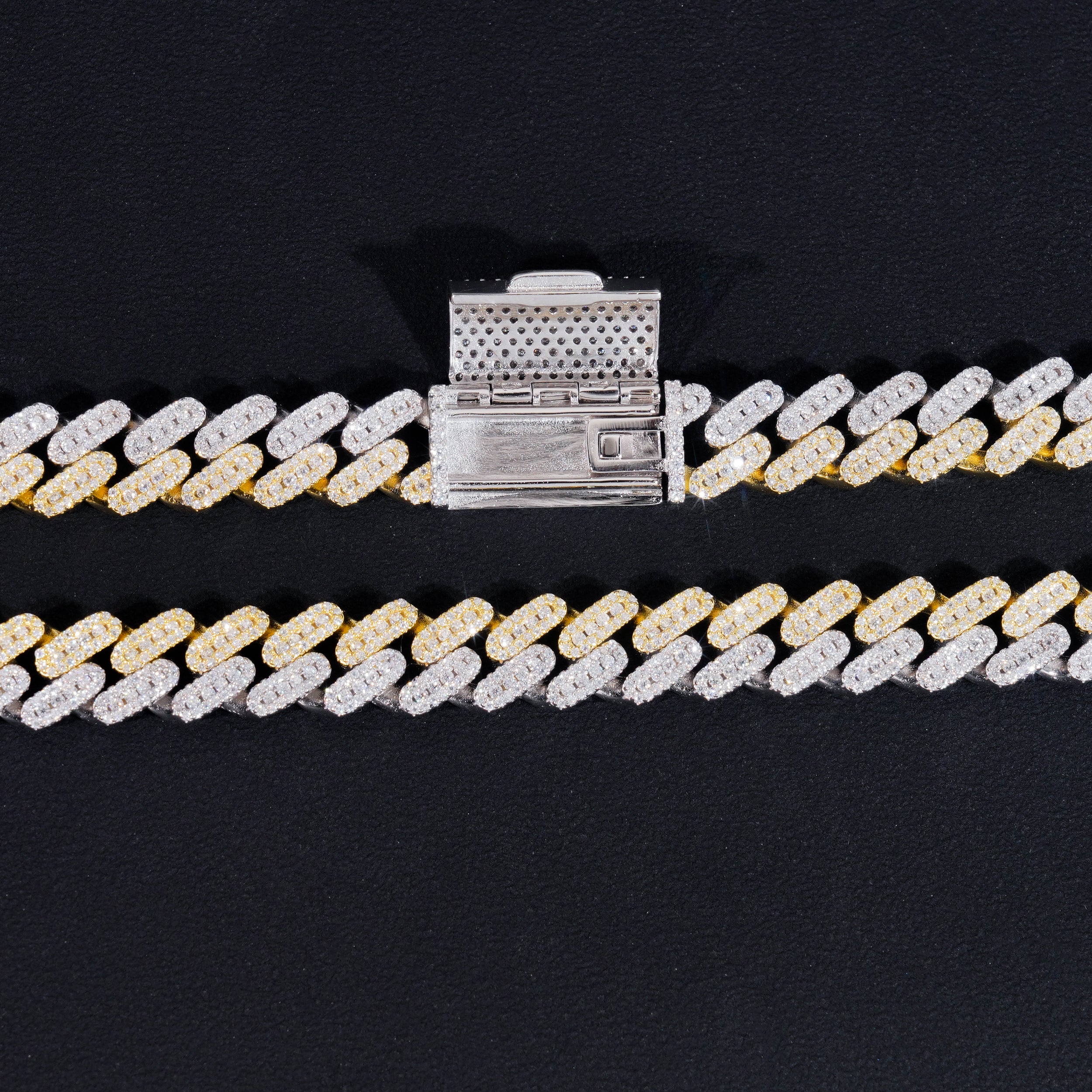 10MM Yellow Gold Two Tone Vvs Moissanite Diamond Miami Cuban Link Chain Iced Out For Men