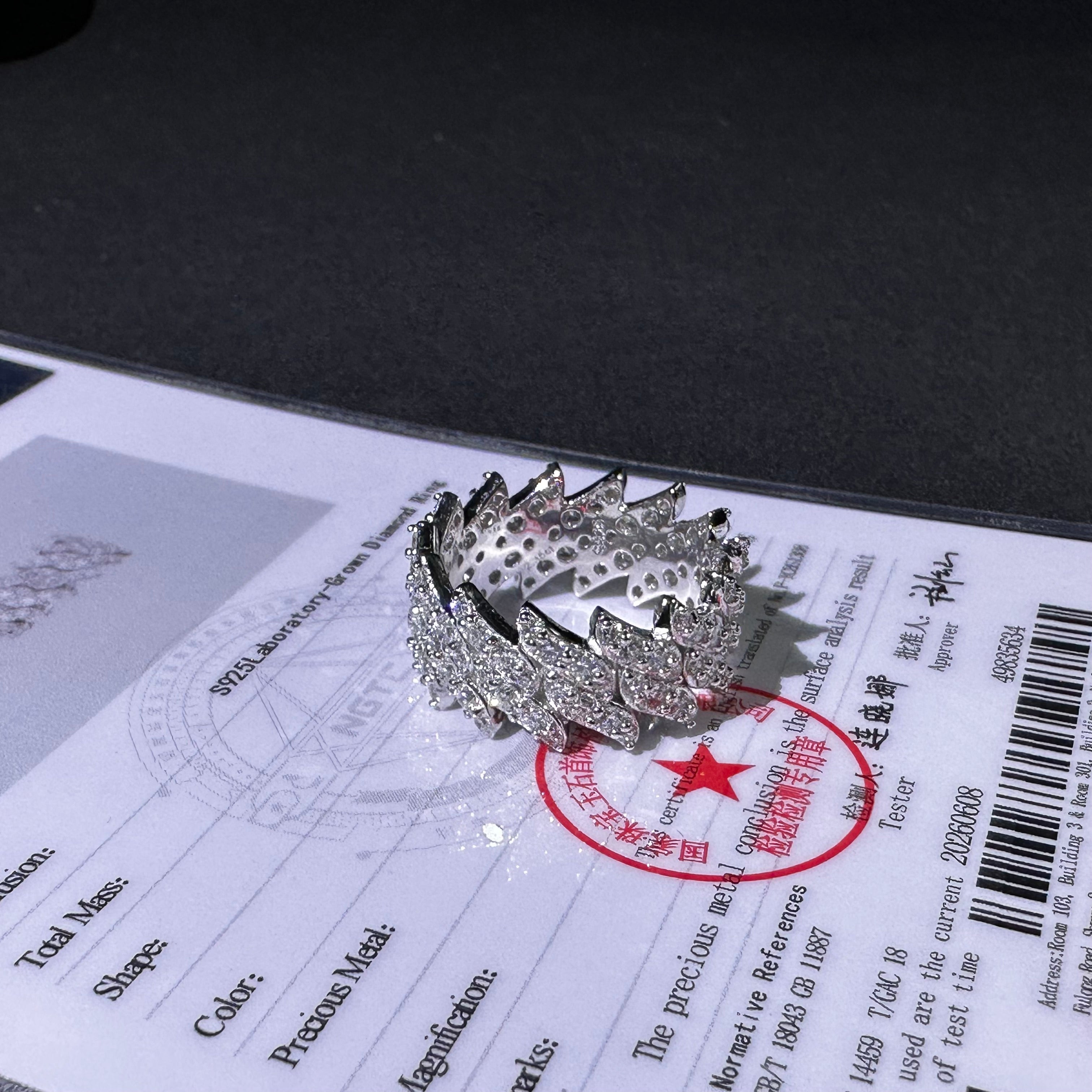 925 Sterling Silver Lab Grown Diamond Cuban Ring Band For Men