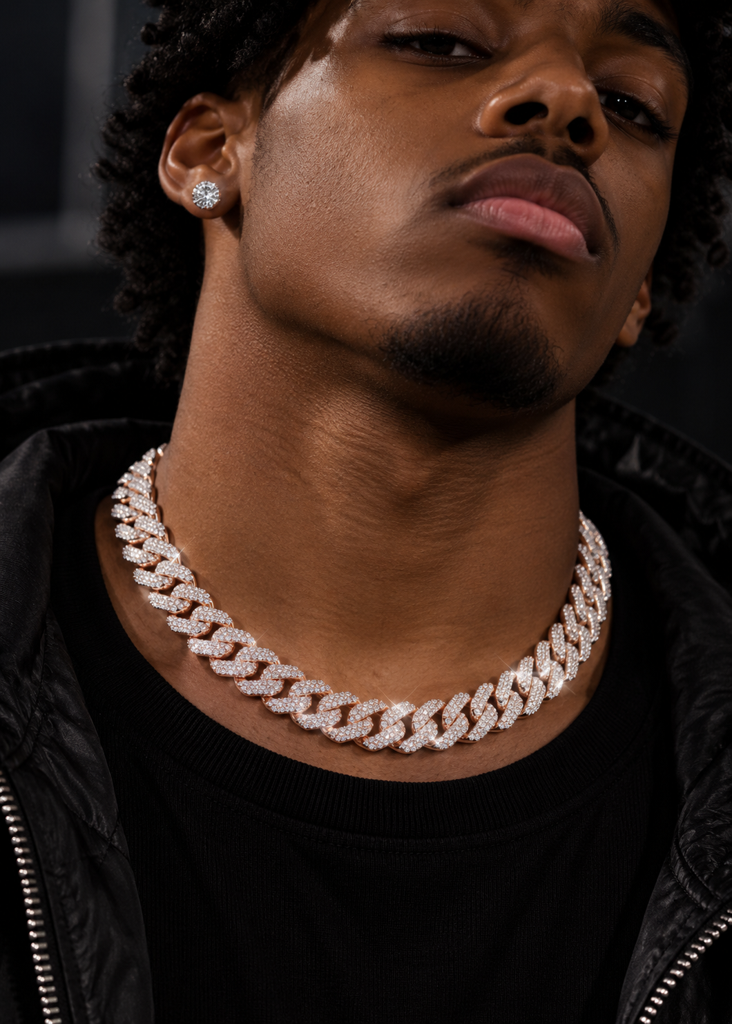 10MM Solid Rose Gold Cuban Link Chain 10K VVS Moissanite Hip Hop Jewelry