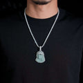 2inch Tall Iced Frame Jade Jesus Pendant Moissanite