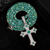 Ice Blue Moissanite Tennis Chain With Matching Cross Pendant Sterling Silver 925 Iced Out