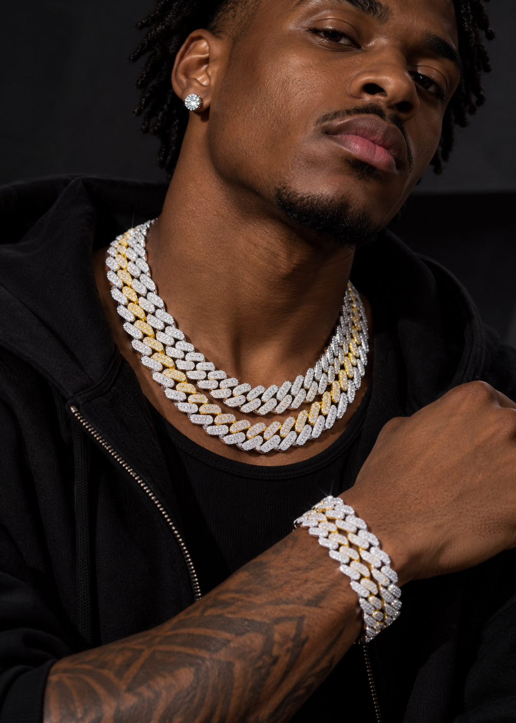 10MM Three Rows Moissanite Diamomd Cuban Link Chain Necklace For Men Iced Out