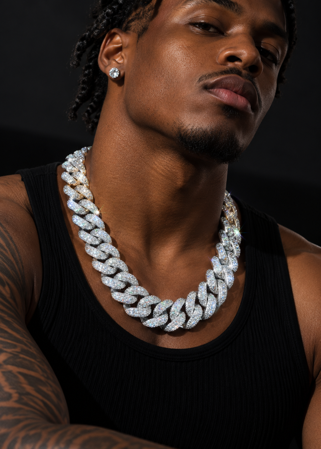 3-Row 13MM 15MM 18MM Moissanite Miami Cuban Link Chain 14K Gold
