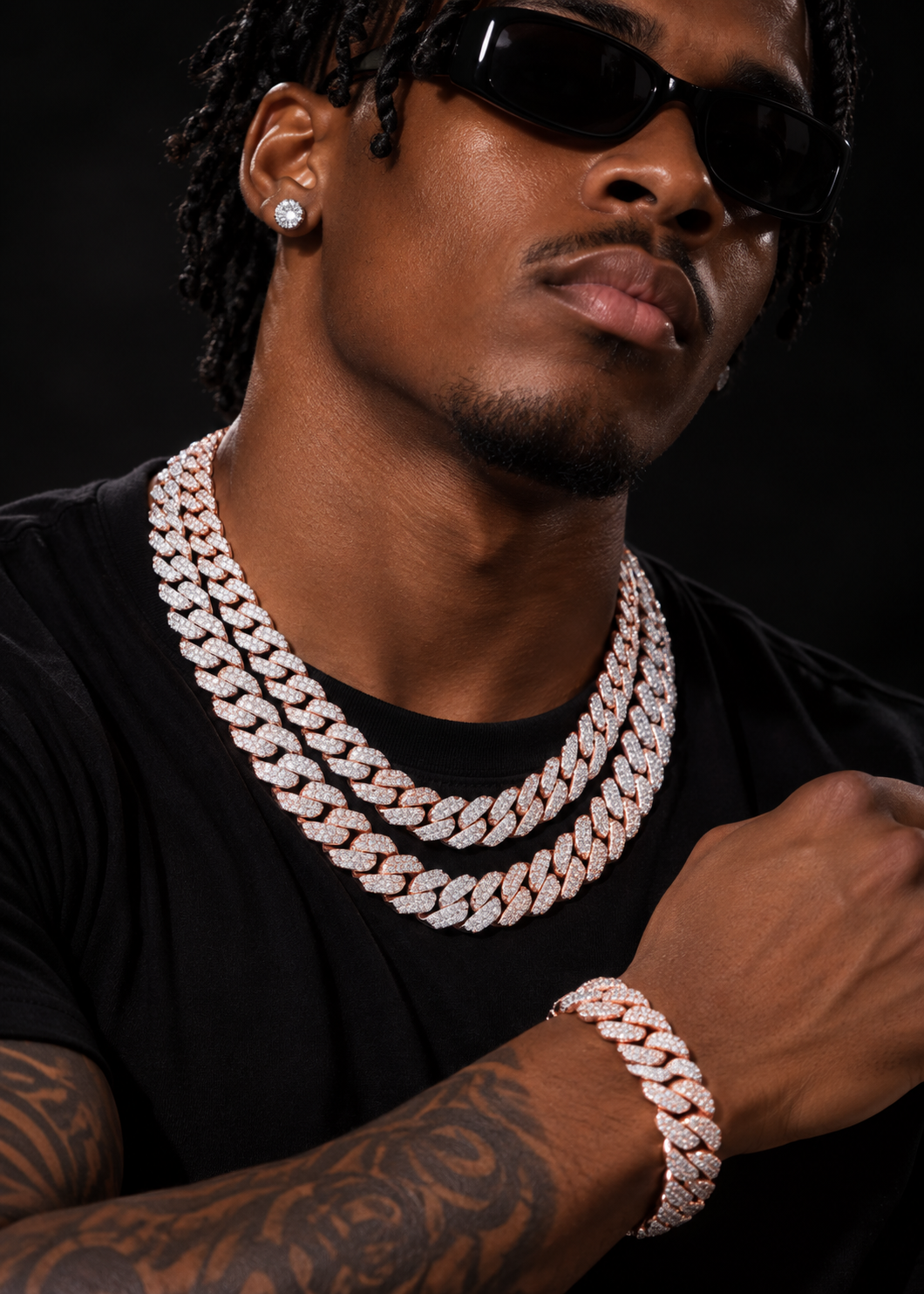 Hip Hop Iced Out 10MM Long Curve Lock Two Rows Moissanite Diamond Cuban Chain Necklace