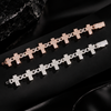 Rapper Jewelry Round Mix Baguette Moissanite Iced Out Cross Bracelet With Moissanite Diamond