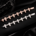 Rapper Jewelry Round Mix Baguette Moissanite Iced Out Cross Bracelet With Moissanite Diamond