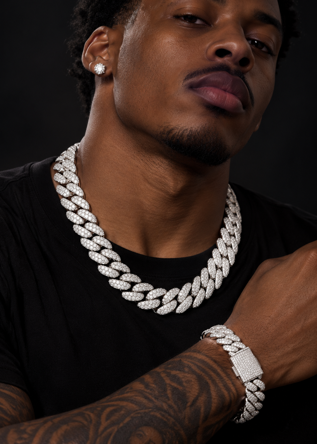 12MM Flower Setting Maimi Style Moissanite Cuban Link Chain Hip Hop Iced Out 925 Silver