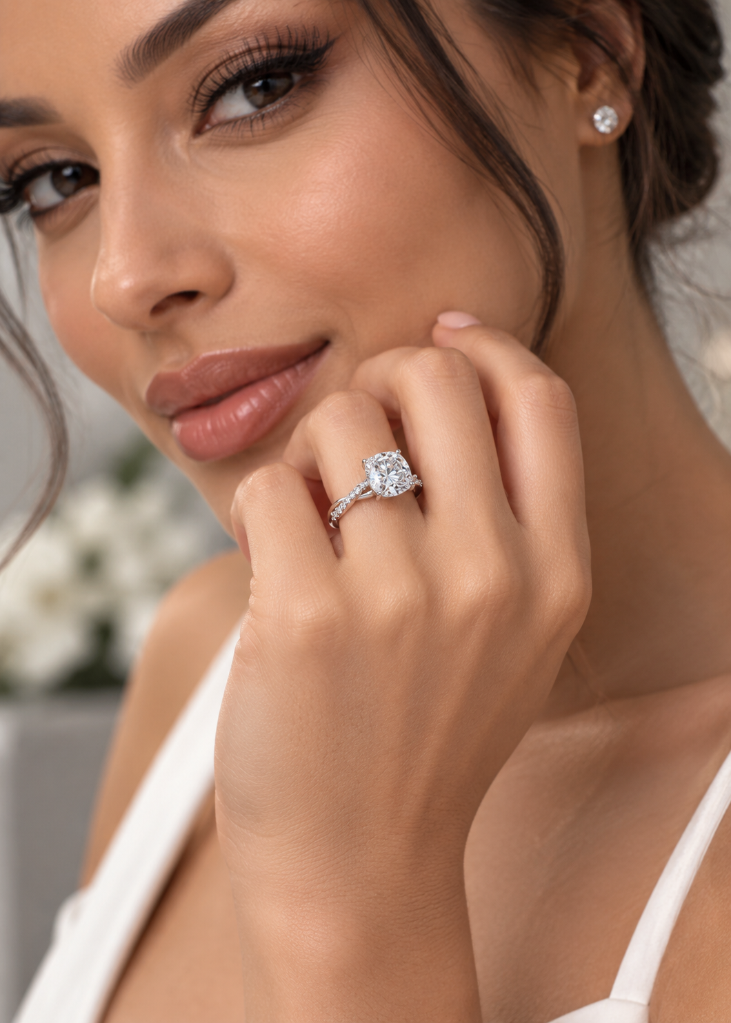 925 Sterling Silver Cushion Cut Moissanite Engagement Ring - VVS, Hip Hop Style