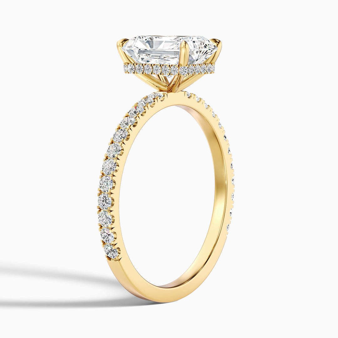 2 Carat Radiant Cut Hidden Halo Pave Lab Grown Diamond Ring in 14k Yellow Gold