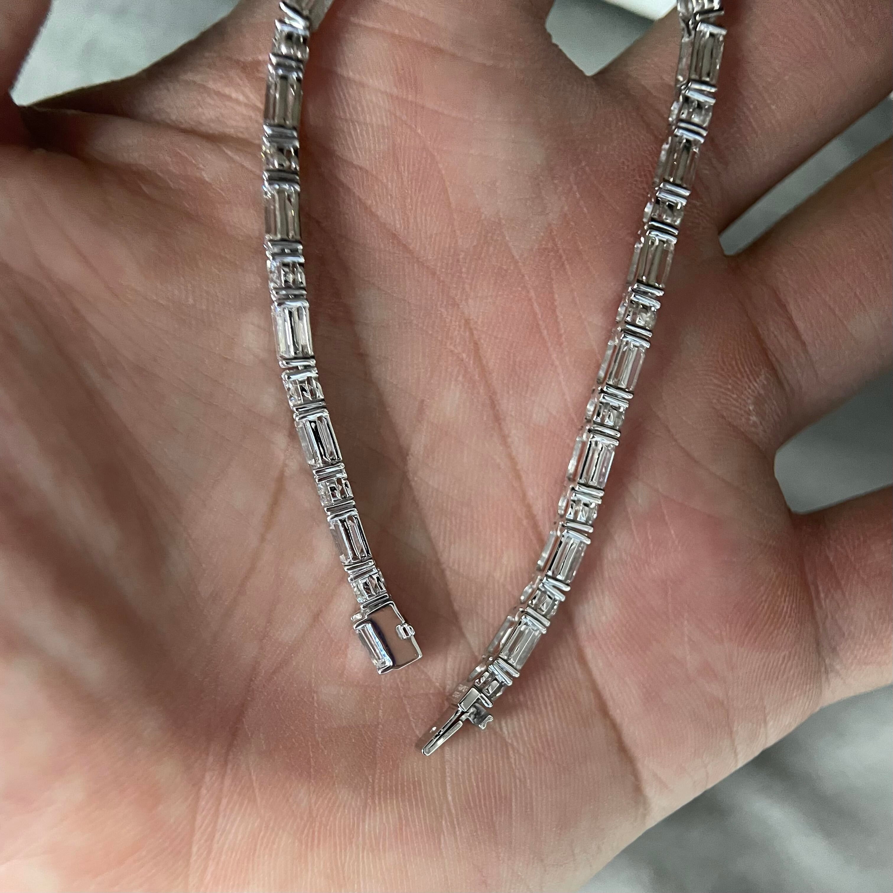 Platinum Lab Grown Diamond Tennis Bracelet 3MM Width