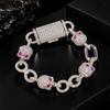 10MM Iced Out Moissanite Skull Bracelet with Ruby Eyes, 925 Silver Hip Hop Jewelry