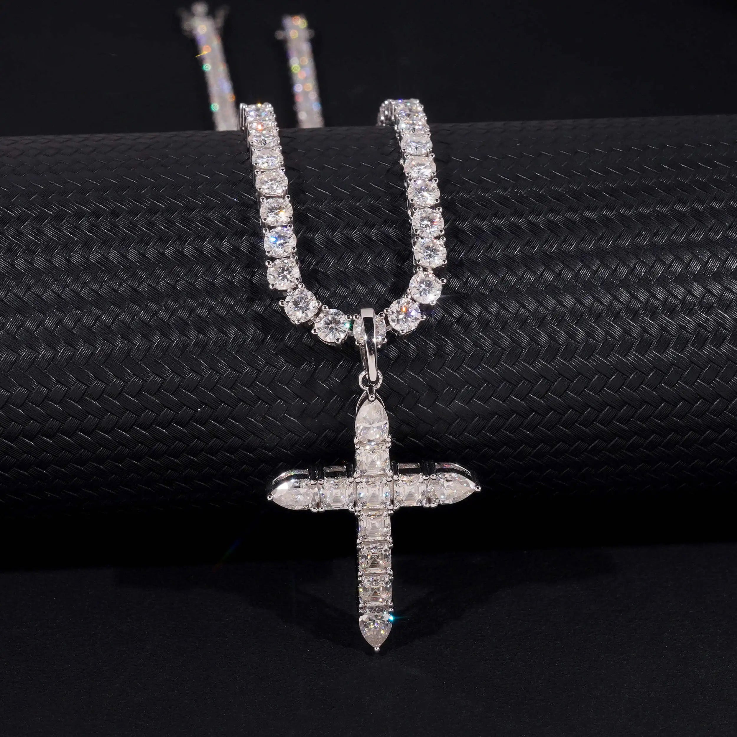 New Arrival 1.75Inch Tall VVS Moissanite Fancy Cut Cross Pendant Mini Size For Men And Women