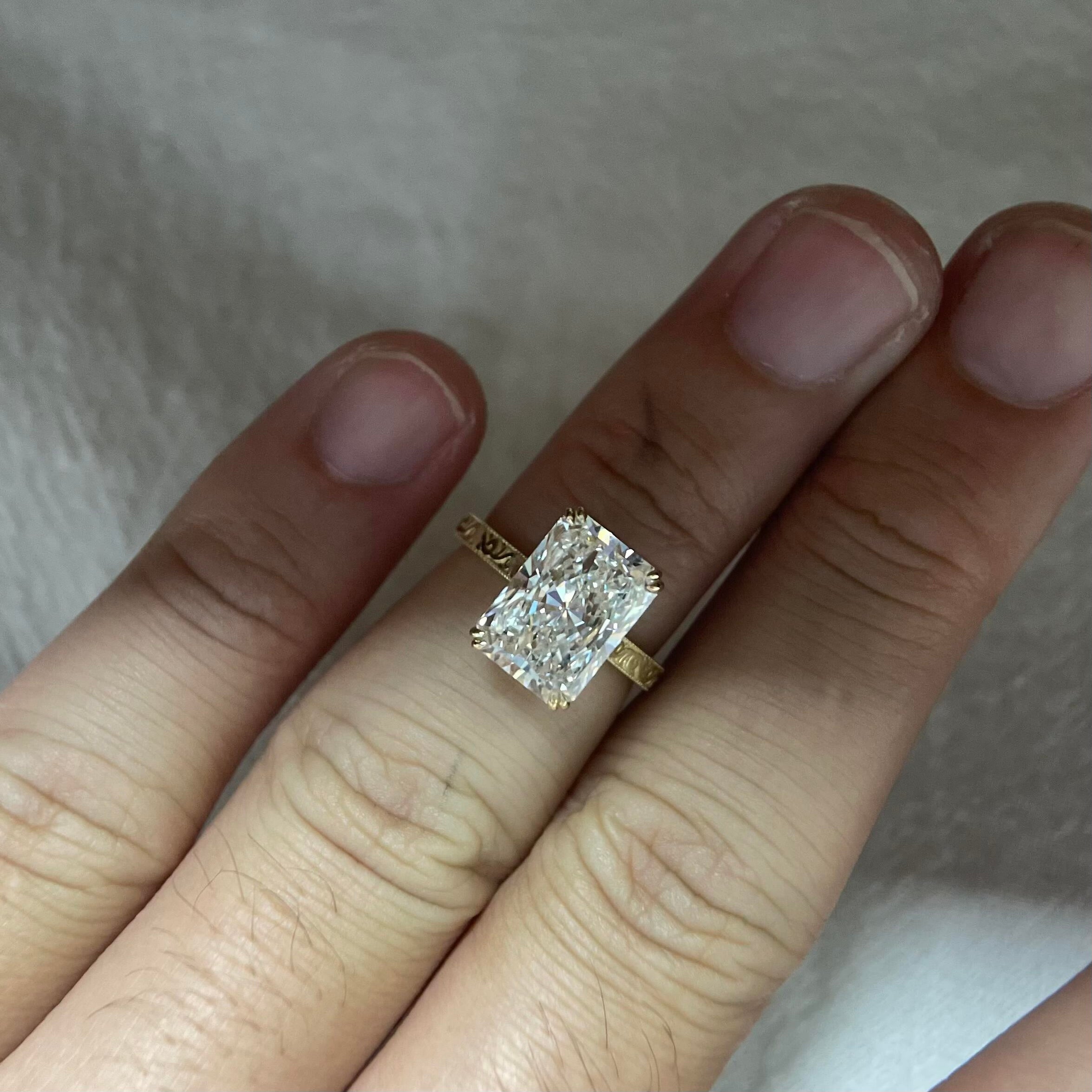 18K Yellow Gold 3 Carat Radiant Cut Lab Grown Diamond Ring