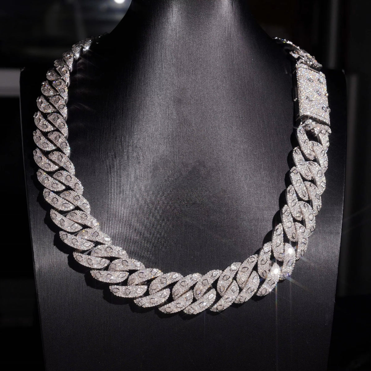 20MM Fancy Cut Bezel Setting Moissanite Diamond Cuban Necklace