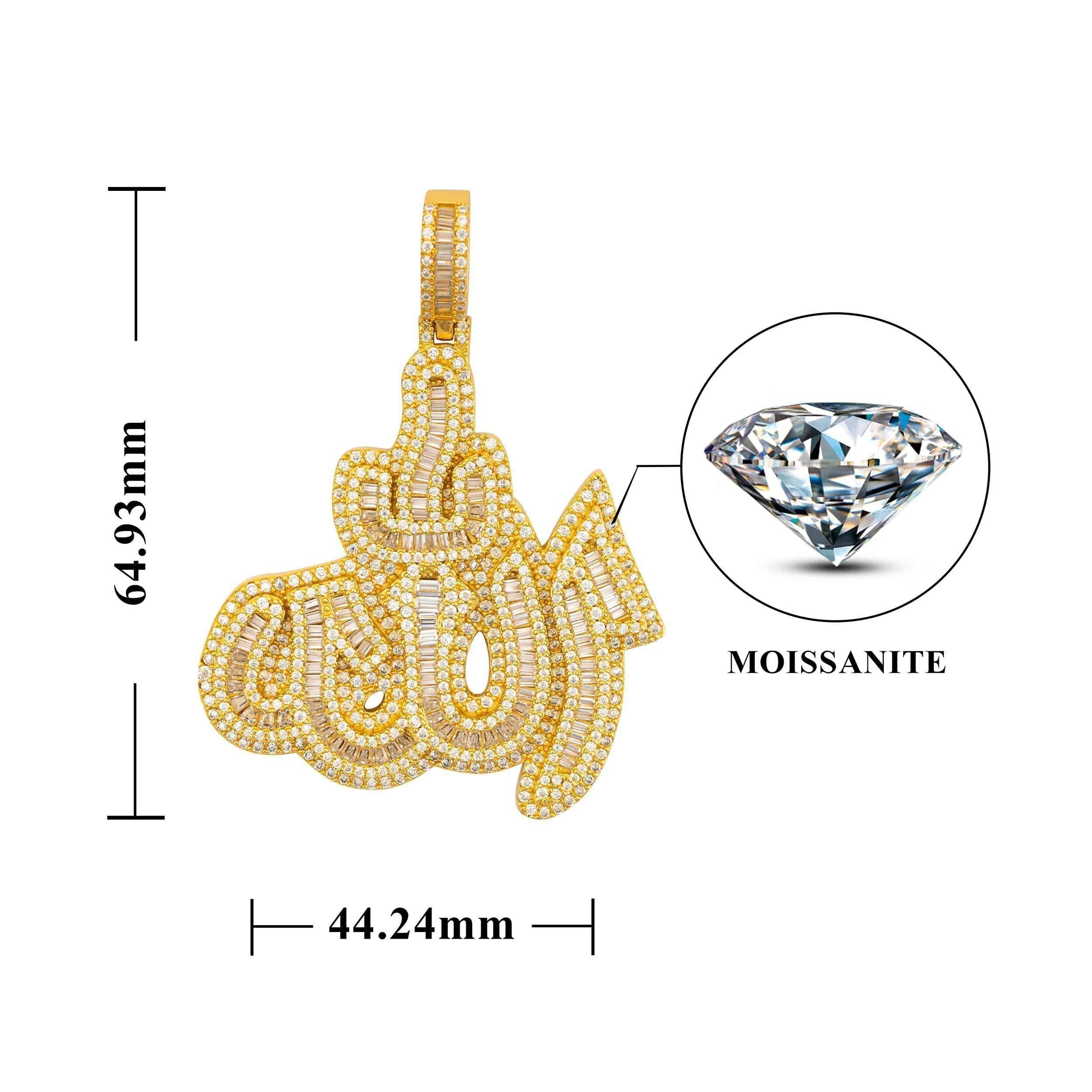 Iced Out Allah Symbol Pendant Moissanite Diamonds Pass Diamond Tester Fit For 3MM Tennis Chain