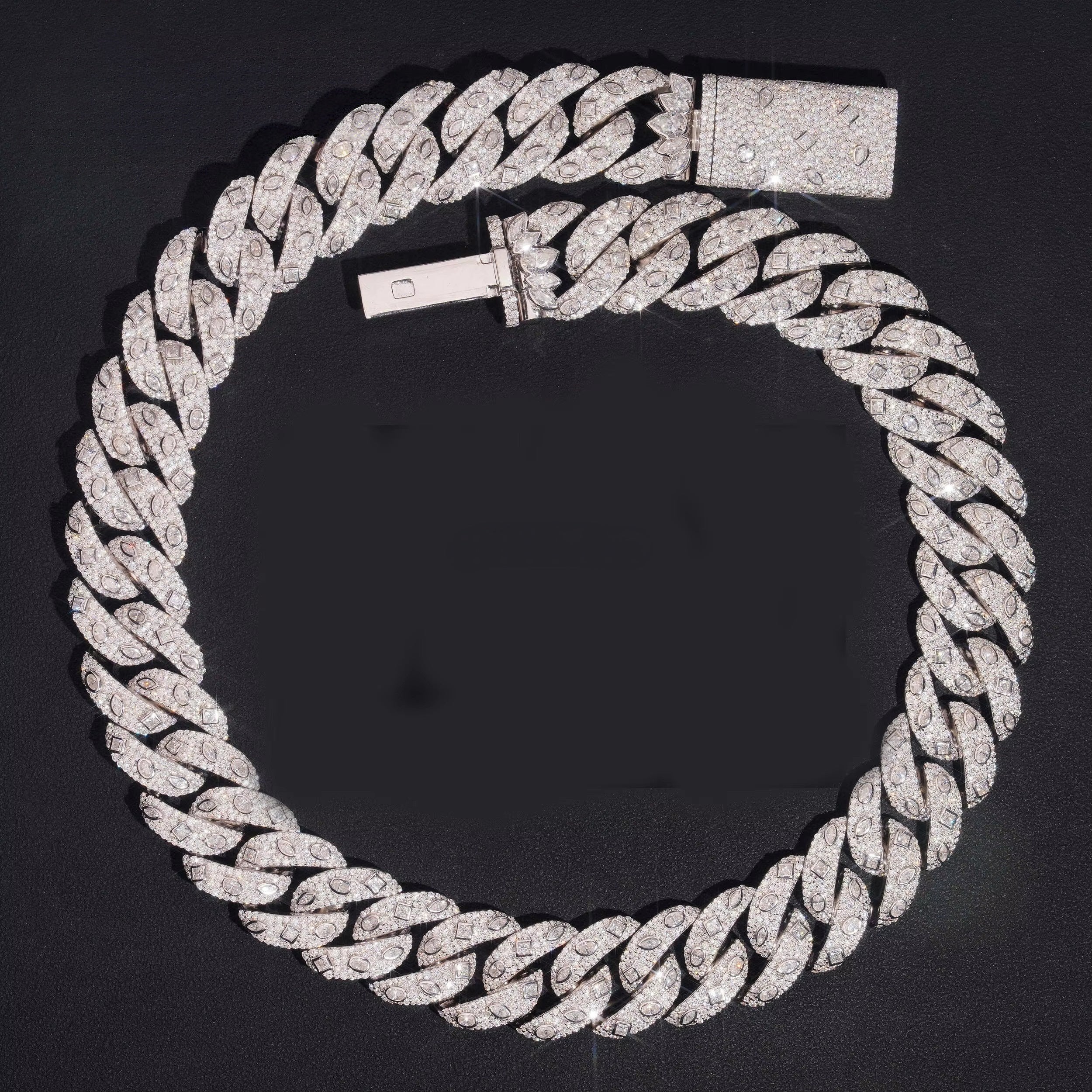 20MM Fancy Cut Bezel Setting Moissanite Diamond Cuban Necklace