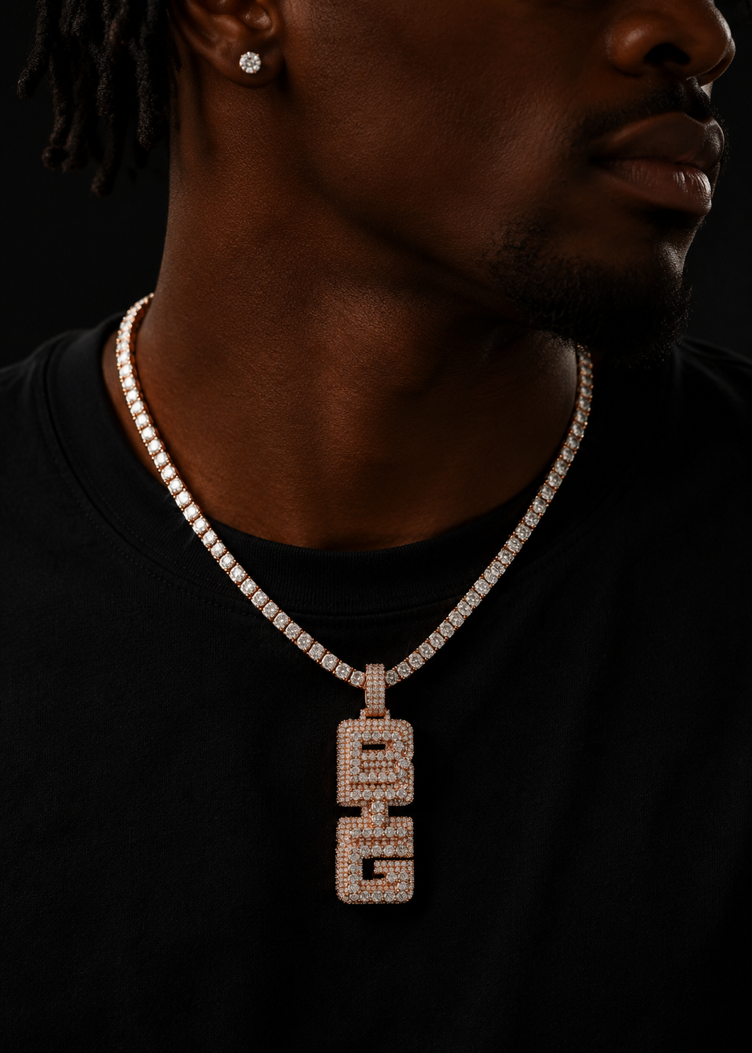 "BIG" Custom Moissanite Name Pendant 14K Gold
