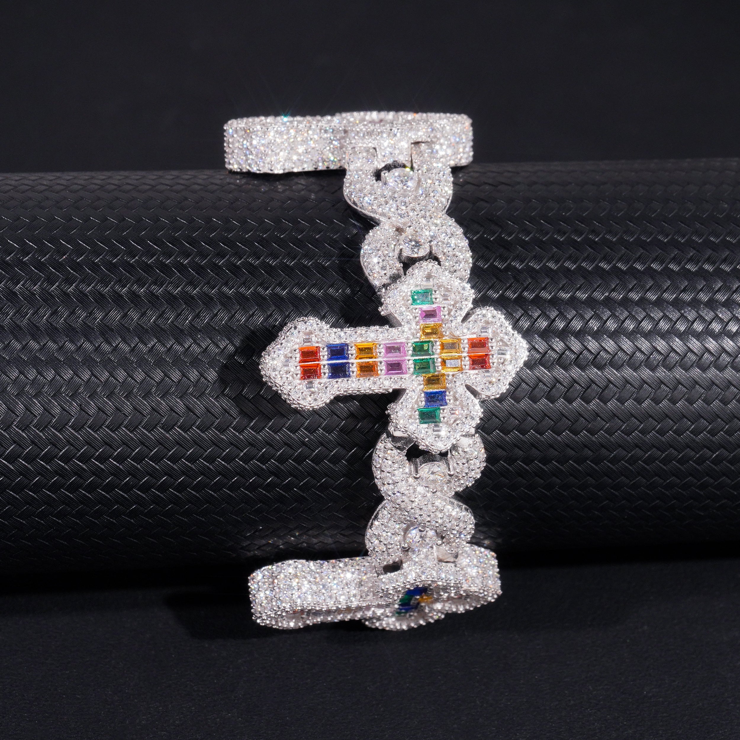 Christmas Limited Edition Vvs Color Moissanite Baguette Cross Bracelet Sterling Silver Hip Hop Jewelry