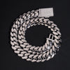 18MM Solid Silver Plain Cuban Chain With Iced Out Vvs Moissanite Lock