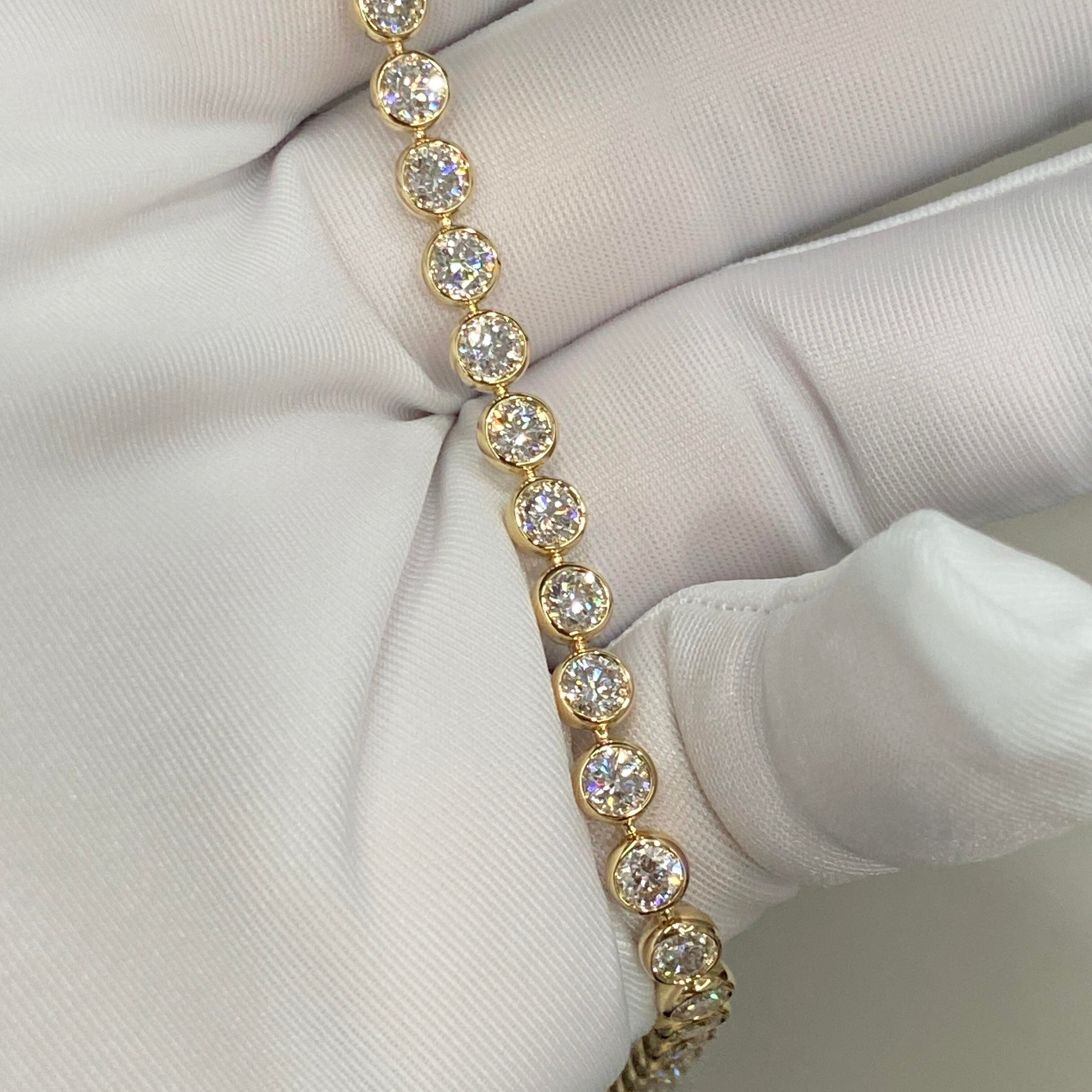14k Yellow Gold Vvs Lab Grown Diamond Tennis Bracelet Bezel Setting
