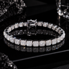 White Gold 925 Sterling Silver Men And Women 8MM Cluster Tennis Bracelet Halo Diamond Style
