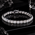 White Gold 925 Sterling Silver Men And Women 8MM Cluster Tennis Bracelet Halo Diamond Style