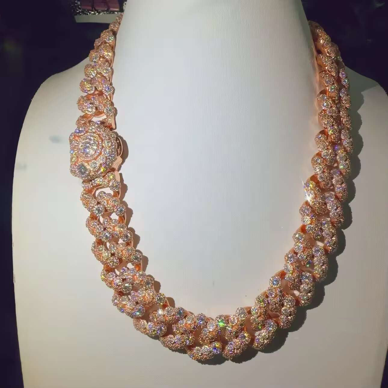 20MM Bezel Set Moissanite Cuban Chain Necklace Iced Out