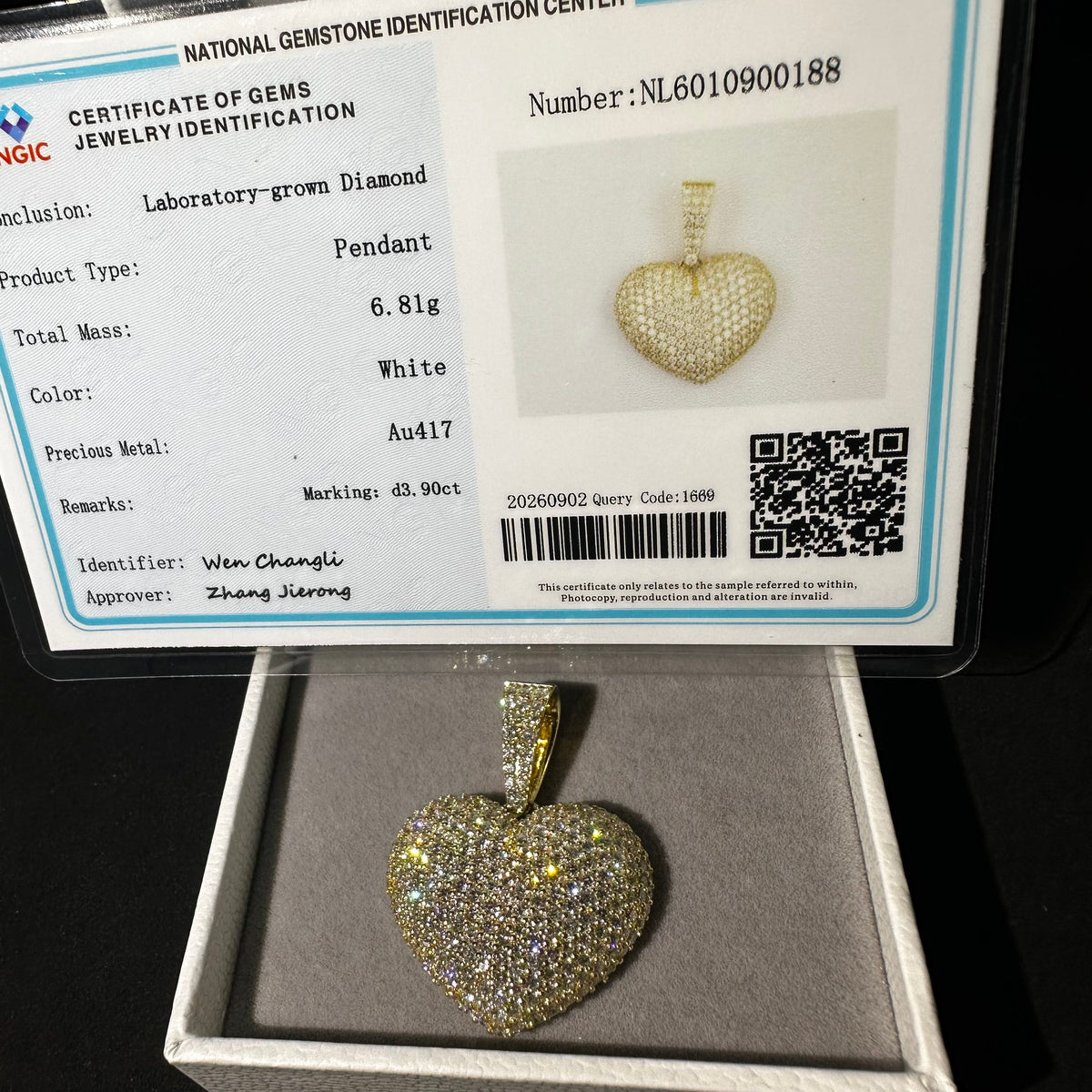 10K Yellow Gold Lab Diamond Heart Pendant