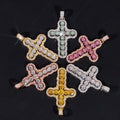 Christmas Edition Color Moissanite Cross Pendant Match 4MM Tennis Chain Iced Out