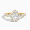 1 Carat Pear Shaped Halo Lab Grown Engagement Ring in 10k Yellow Gold