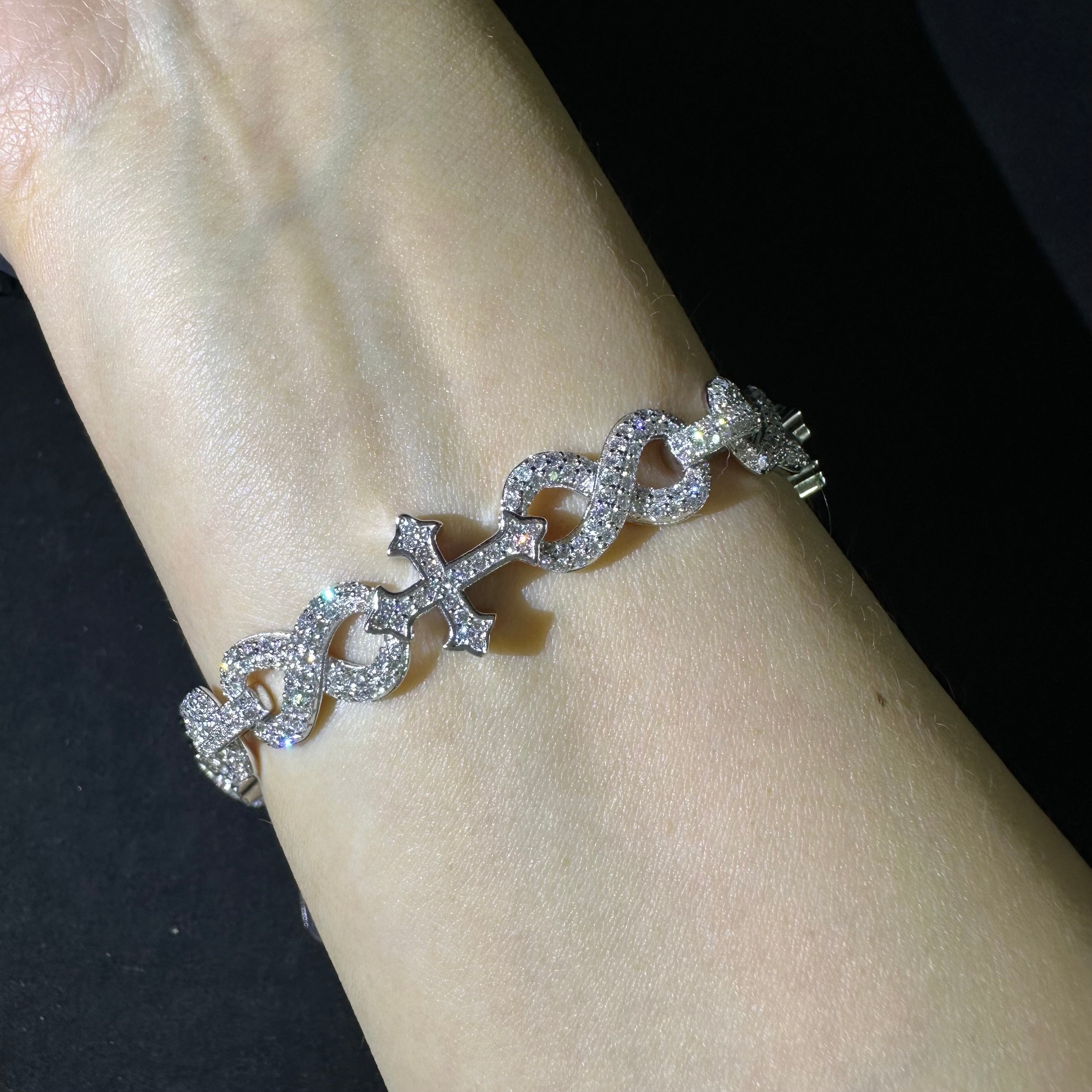 925 Sterling Silver Lab Grown Diamond Infinity Bracelet 13MM