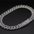 18MM Princess Cut Moissanite Cuban Chain Necklace With Custom Clasp
