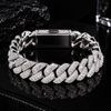15MM Three Rows Iced Out Solid Silver Miami Cuban Link Bracelet For Men