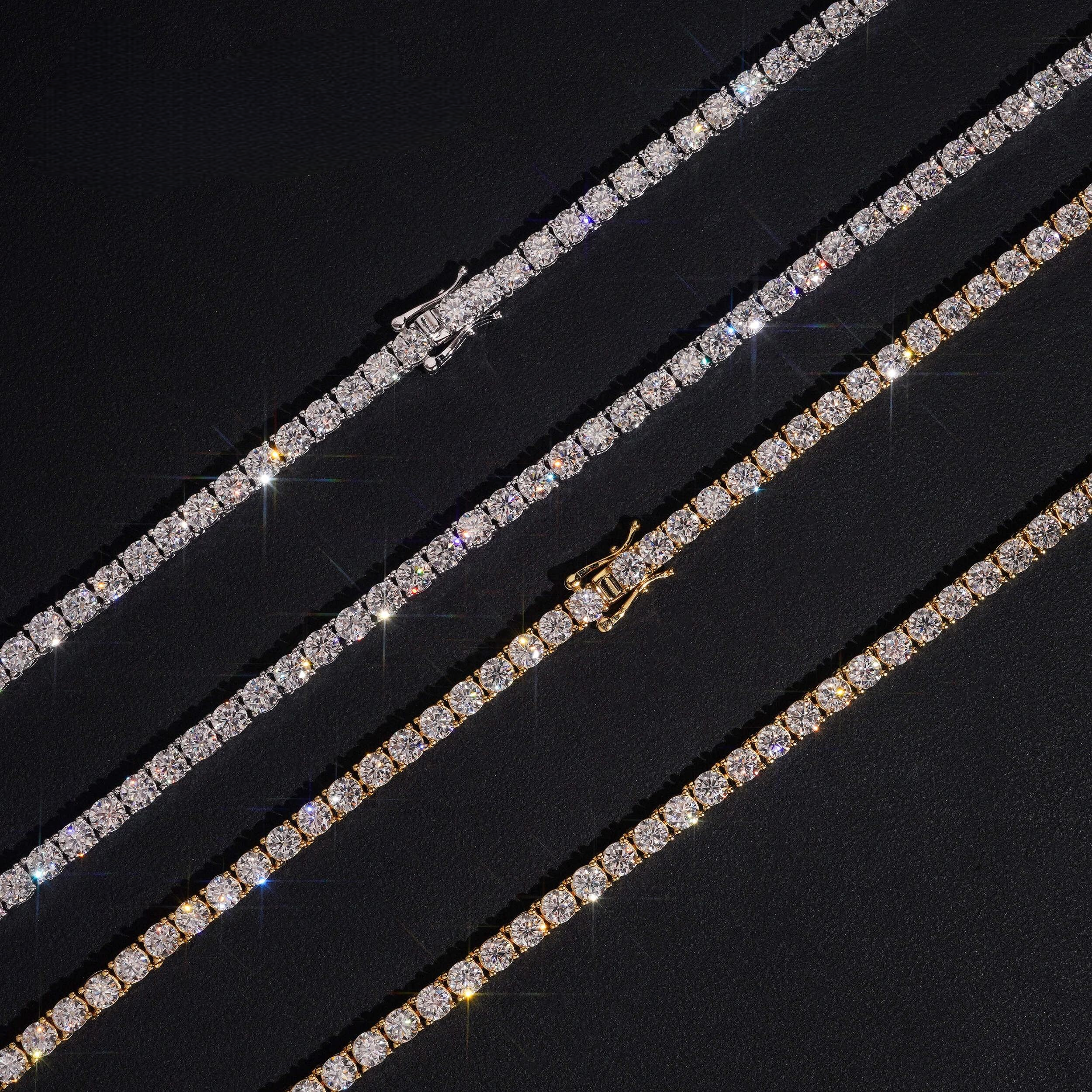 925 Sterling Silver VVS Lab Grown Diamond Tennis Chain 4MM
