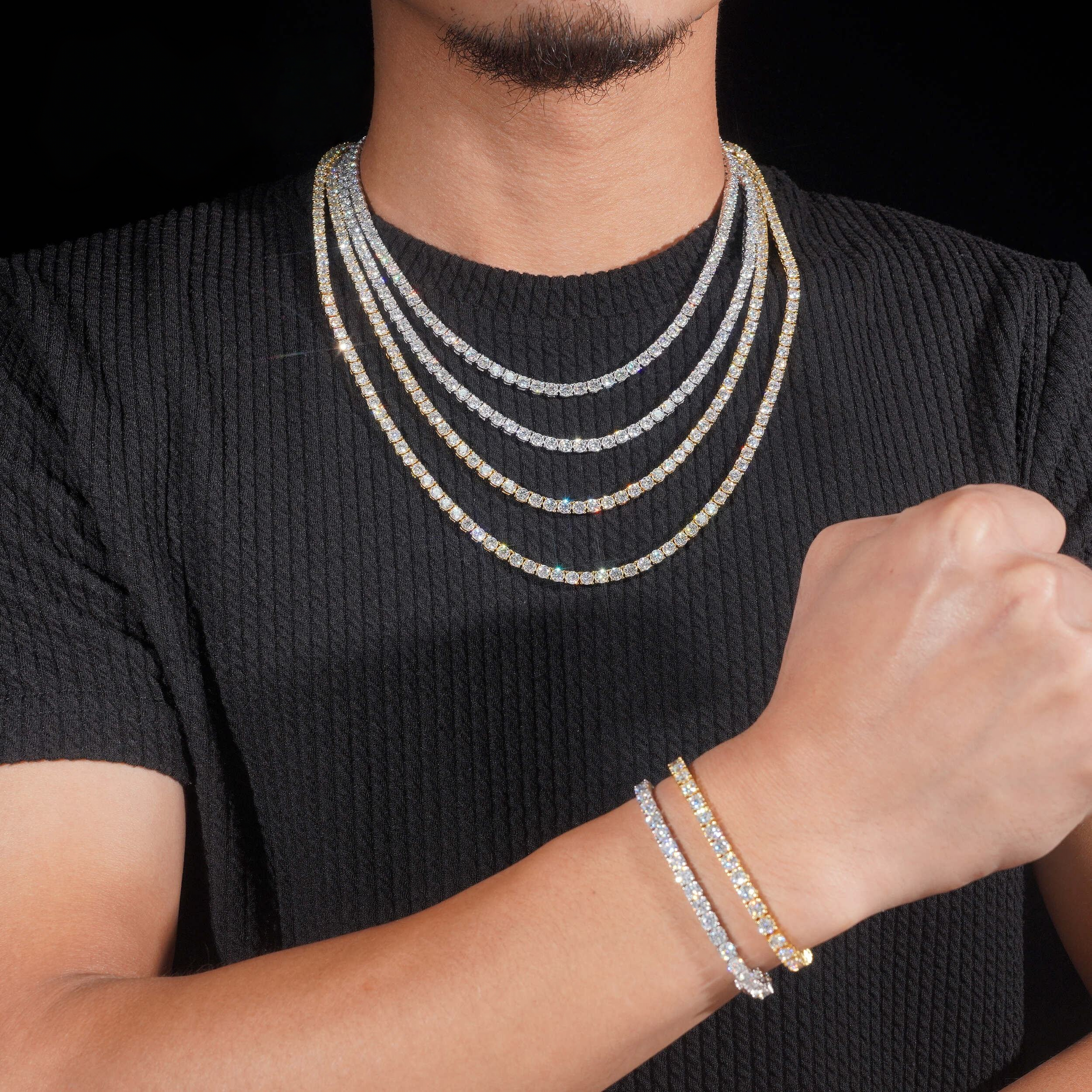 925 Sterling Silver VVS Lab Grown Diamond Tennis Chain 4MM