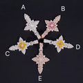 New Arrival Color Moissanite Flower Cross Pendant Fit for 4MM Tennis Chain