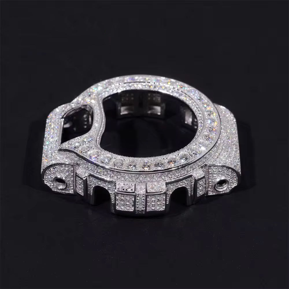 G Shock Dw6900 Watch Case VVS Moissanite Diamond Fully Iced 925 Silver