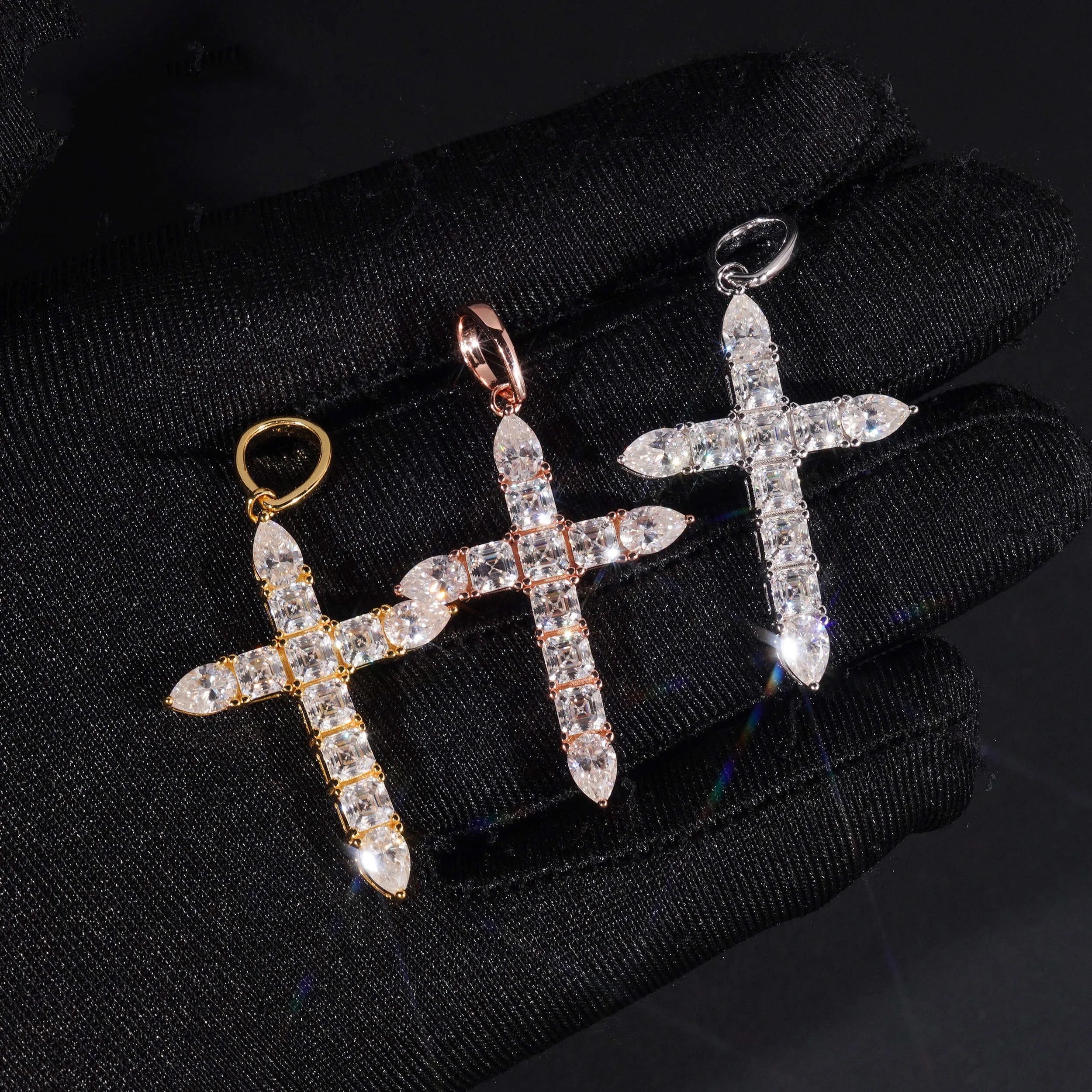 New Arrival 1.75Inch Tall VVS Moissanite Fancy Cut Cross Pendant Mini Size For Men And Women