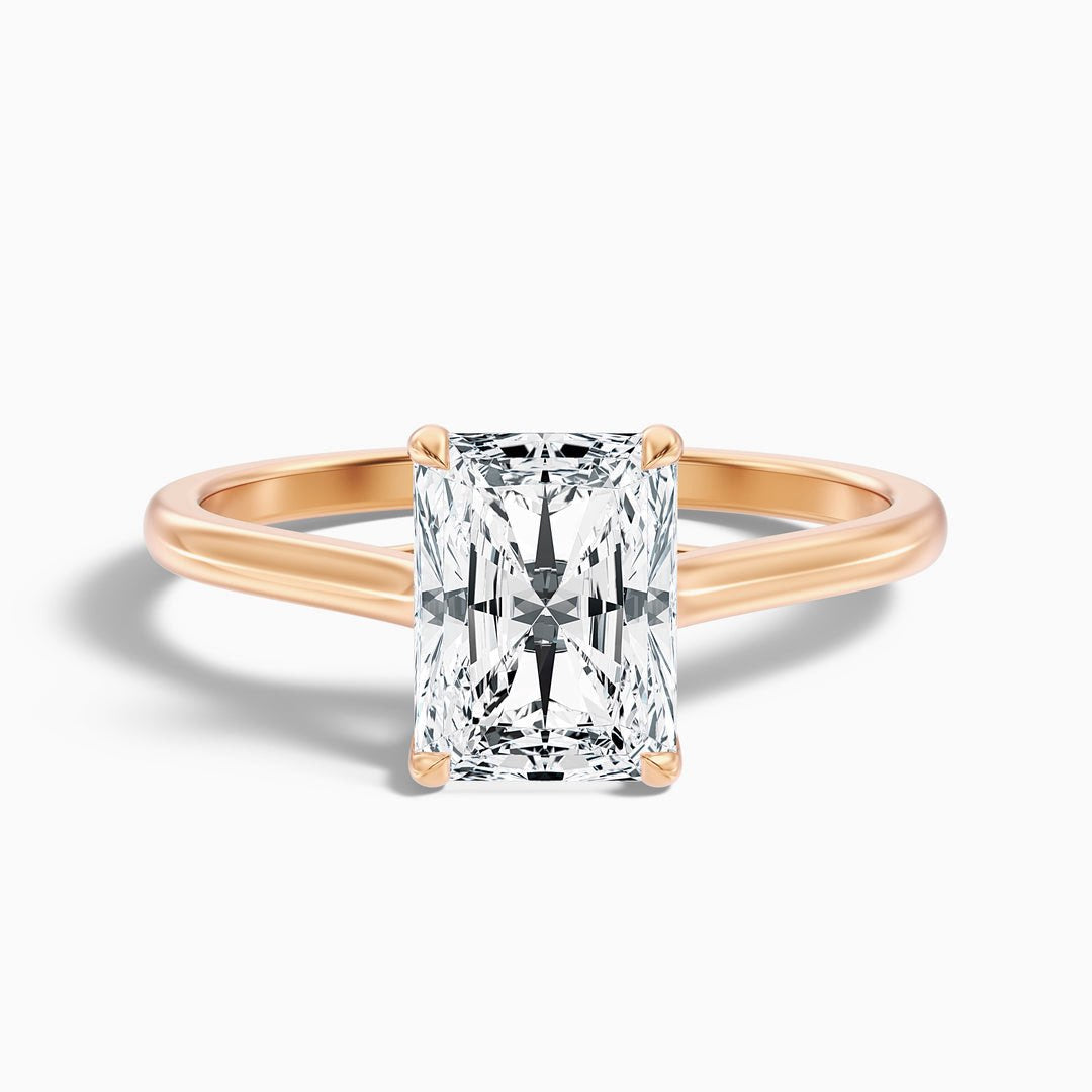 1 Carat Radiant Cut Solitaire Lab Grown Diamond Ring in 10k Yellow Gold