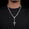 Cross Tennis Rosary Chain Necklace VVS Moissanite Diamond Solid Silver