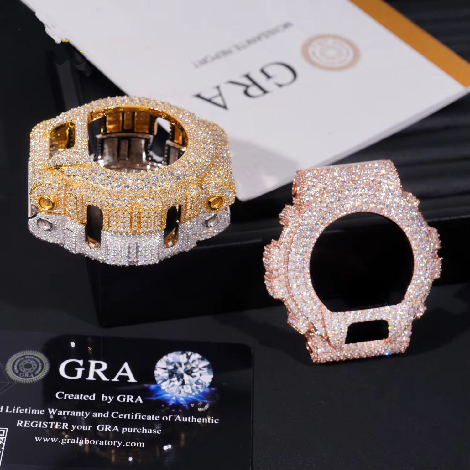 G Shock Watch Cover DW6900 Oced Out With VVS Moissanite Diamond Iced Out Watch