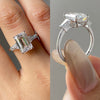 10K White Gold Three Stone Design VVS Moissanite Diamond Engagement Ring