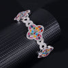 20MM Width Clover Bracelet Fancy Cut Color Moissanite Diamond Solid Silver Iced Out