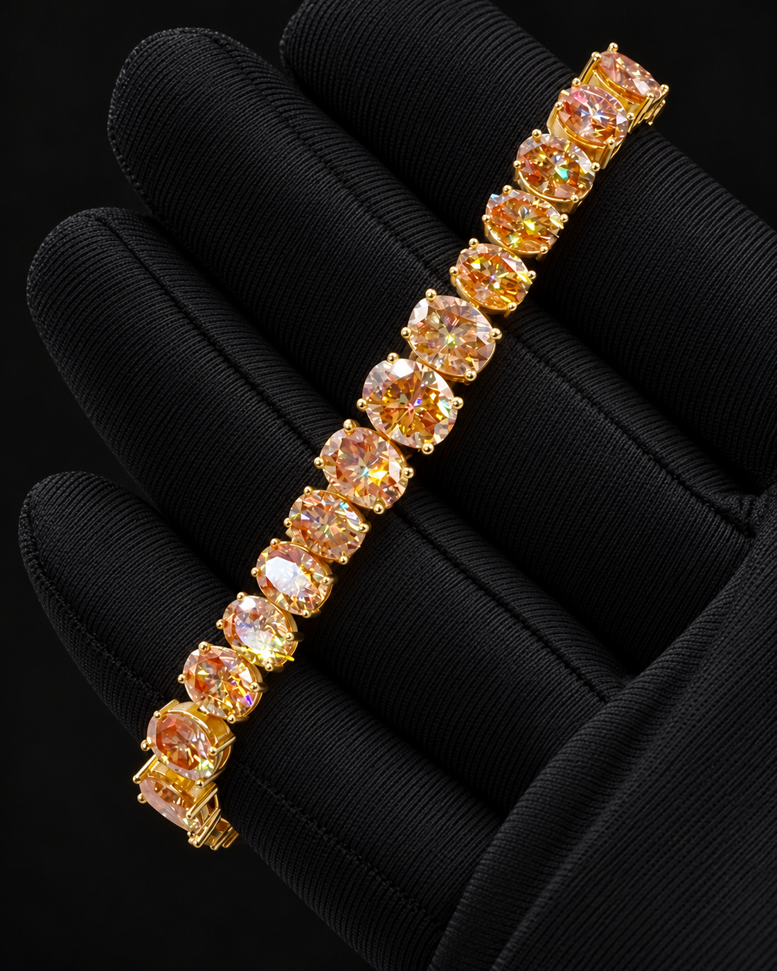 1CT Oval Cut Moissanite Diamond Tennis Bracelet