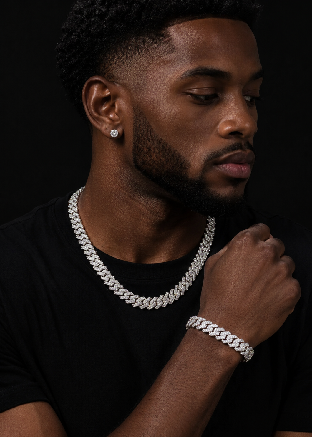 Hot Sell Iced Out Solid Silver 925 12MM Tow Rows Moissanite Diamond Cuban Link Necklace